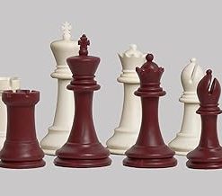 Marshall Plastic Chess Set Pieces Only 3.75 Inch King Red and White