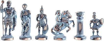 Greek Roman Army Large Chess Set Blue and Copper Without Board 2 Greek Roman Army Large Chess Set Blue and Copper Without Board - Image 2