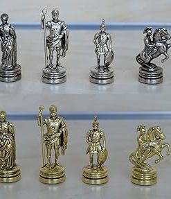 Handmade Gold-Silver Archers Small Chess Set from Greece