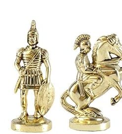 Greek Roman Army Large Brass and Copper Chess Set Without Board 2