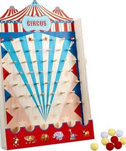 Fulmoon Carnival Game Circus Theme Party Game Disk Drop Game with 8 Disks Fun Wood Family Board Game for Carnival Party Decorations Birthday Party Supplies Activities(15.7 x 10 Inch)