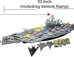 Toy Aircraft Carrier with Warplanes and Submarine Combo 18 Fighter Jets 2