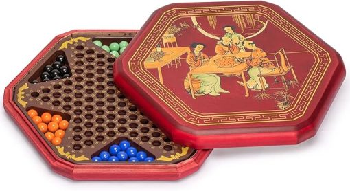 Classic Chinese Checkers Halma Game Set with 12.6-Inch Wooden Board - Image 2