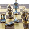 Bronze Cycladic Art Chess Set with Blue Chess Board for Collectors 4
