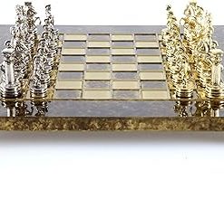Greek Roman Army Chess Set Brass Nickel Brown Chess Board 2