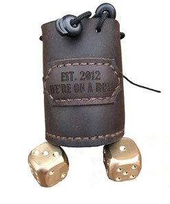 Bronze Dices in Leather Bag with Engraving for 8th or 19th Anniversary