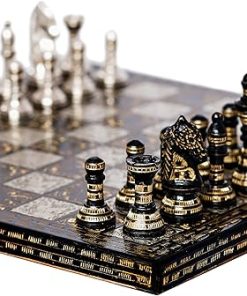 Premium 14×14 Inch Brass Chess Set for Adults and Kids Handmade Game