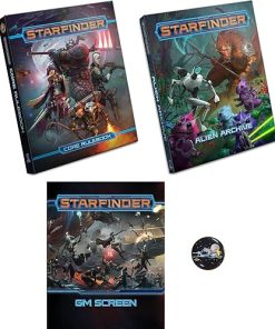 Starfinder Core Rulebook Alien Archive GM Screen and Starfighter Button Bundle