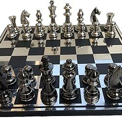 The Chess Empire Staunton Aluminum Chess Set with 14 Inch Board