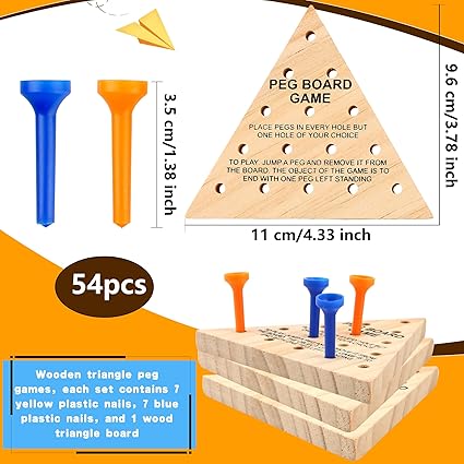 Wooden Triangle Peg Game 54 Pack Fun Strategy Puzzle for Family Travel 2 Wooden Triangle Peg Game 54 Pack Fun Strategy Puzzle for Family Travel - Image 2