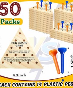 50 Pack Wooden Triangle Peg Games Family Travel Strategy Toys 2