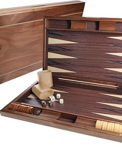 WE Games Beachwood Backgammon Set 19.25 Inch Inlay Tournament Style
