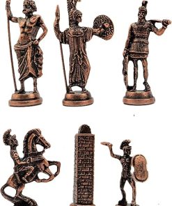 Big Handmade Metal Chess Pieces Set Ancient Greece 11 cm King Size
