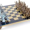 Archers Large Chess Set Brass Nickel with Brown Chess Board 4