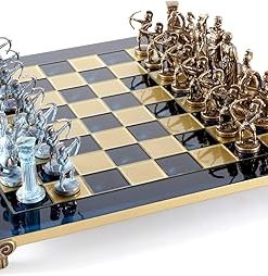 Archers Large Blue and Copper Chess Set with Blue Chess Board