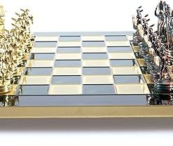 Greek Mythology Chess Set with Brass and Green Pieces and Board 2