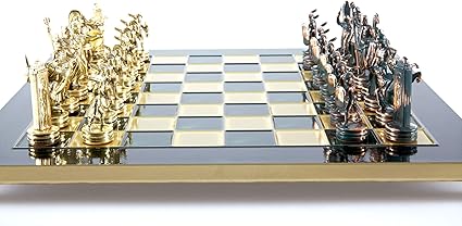 Greek Mythology Chess Set with Brass and Green Pieces and Board 2 Greek Mythology Chess Set with Brass and Green Pieces and Board - Image 2