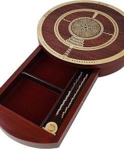 Bloodwood Cribbage Board with Card Storage Drawer and White Maple Tracks