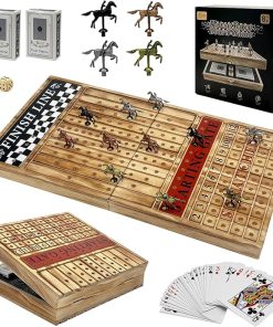 Large 23 Inch Horse Racing Board Game with 11 Metal Horses and Dice