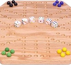 Wooden Wahoo Marbles Game Board Set Unpainted Holes 16 Inch Wide