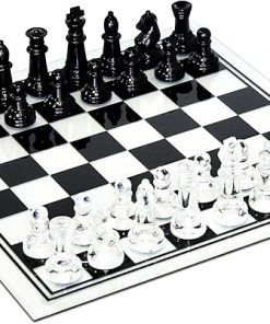 Black and Clear Glass Chess Set for Elegant Game Play