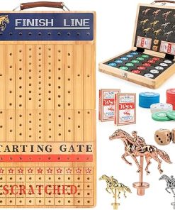 Bravmate 21 Inch Horse Race Board Game Solid Wood Foldable Fun
