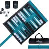 Deluxe Travel Backgammon Set with Magnetic Wooden Frame and Dice Cups