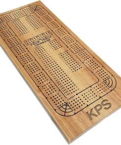 Custom Engraved Monogram Wooden Cribbage Set with 4 Tracks by WE Games
