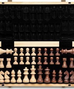 15 Inch Foldable Wooden Magnetic Chess Set with 3 Inch King Height