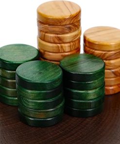 WE Games Olive Wooden Backgammon Pieces Green Natural 1 Inch Set 2