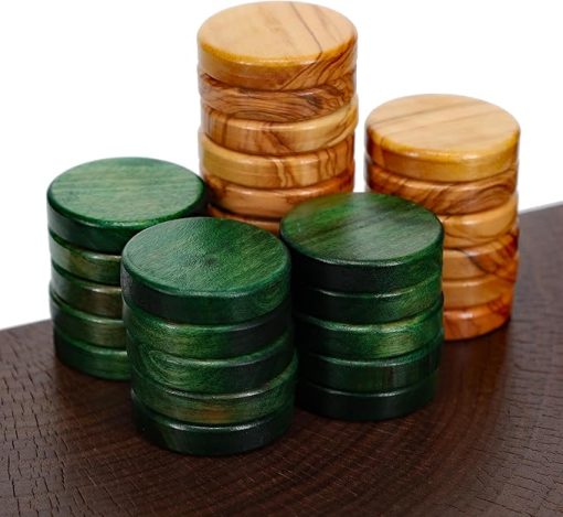 WE Games Olive Wooden Backgammon Pieces Green Natural 1 Inch Set - Image 2