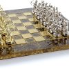 Greek Roman Army Chess Set Brass Nickel with Red Board 4