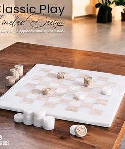 15 Inch Marble Checkers Board Game Set for Adults, Travel Chess Gift 2