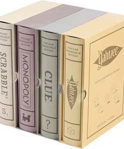 Vintage Board Game Collection Scrabble Monopoly Clue Yahtzee Bookshelf