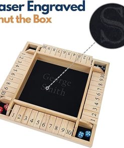 Custom 4 Player Shut The Box Game in Natural Wood for Unique Gifts 2