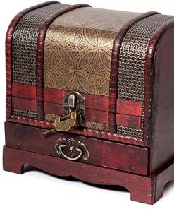 Wooden Chest with Drawer for Collectible Fantasy Coins and Card Games