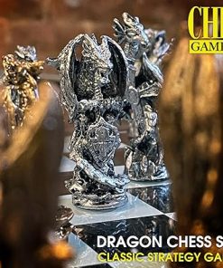 Dragon 3D Chess Set for 2 Players in Bronze and Silver Colors 2