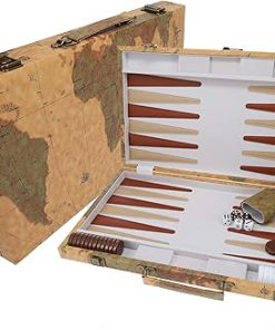 18 Inch Backgammon Set with Screen Printed Points for Map Design Gaming