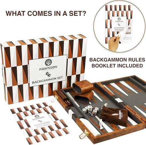Classic 15 Inch Backgammon Set for Adults and Kids with Case - Image 2