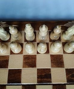 Handmade Brown Chess Set Backgammon Draughts Hazel Wood Chess Pieces 2