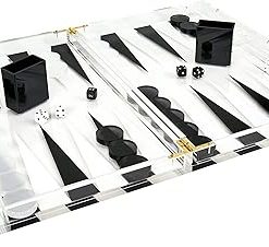 Tizo Black and White Lucite Backgammon Game Set 2