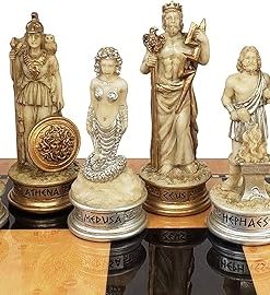 Greek Mythology Chess Set Zeus vs Poseidon Antique White Men Pieces