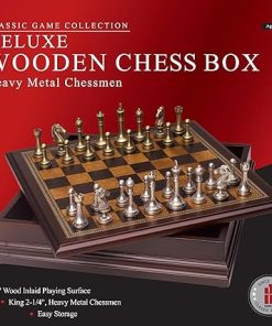 Metal Chess Set with Deluxe Wood Board and Storage 2.5 Inch King 2