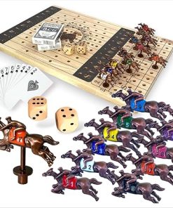 Metal Horses Race Board Game with 11 Horses and Dice for Family Fun