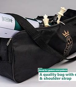 Mynnnat Professional Chess Set with Roll Up Board Travel Bag and Checkers 2