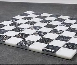 Royal Chess Mall – 15” Borderless Marble Stone Luxury Chess Board – Black and White Stone 2