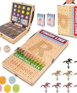 Horse Racing Board Game with Cards Dice Metal Horses and Poker Chips