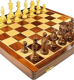StonKraft 18×18 Collectible Wooden Folding Chess Game Set with Pieces 2