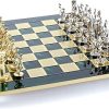 Greek Roman Army Chess Set – Brass and Copper on Brown Chess Board 4