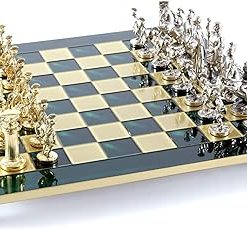 Greek Roman Army Large Chess Set Brass Nickel Green Chess Board